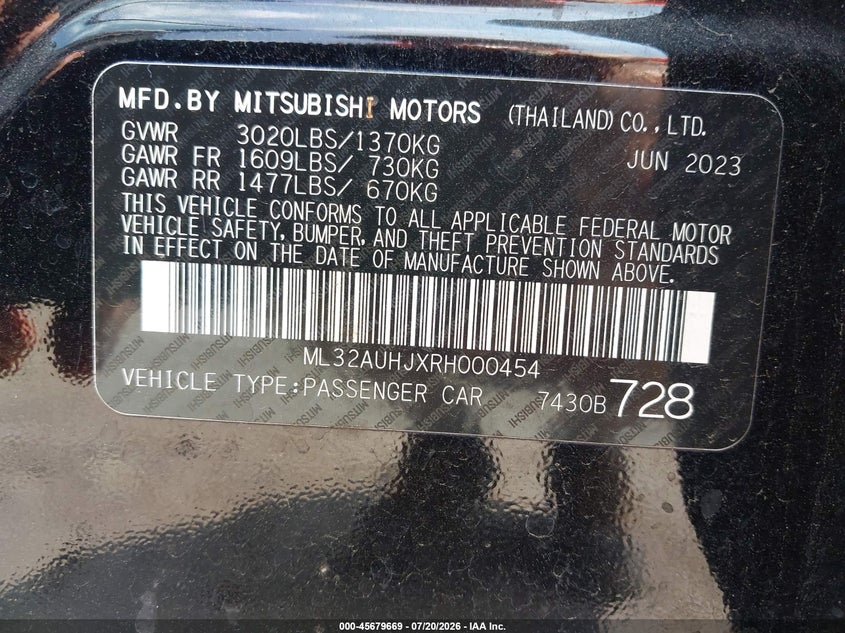 2024 MITSUBISHI MIRAGE ES/LE · Фото 9
