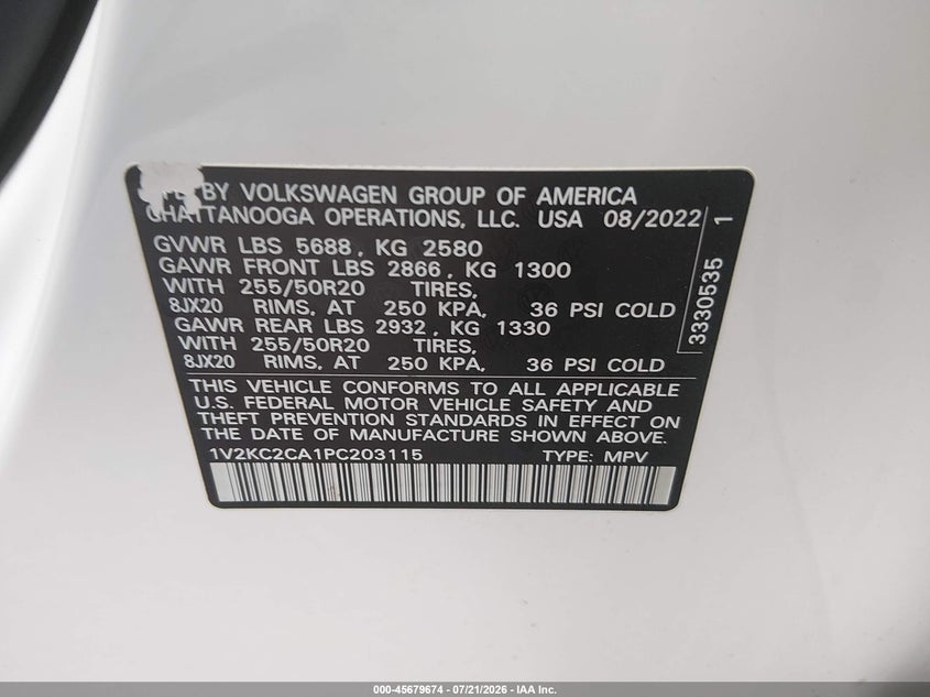 2023 Volkswagen Atlas Cross Sport 2.0T Se W/Technology VIN: 1V2KC2CA1PC203115 Lot: 45679674