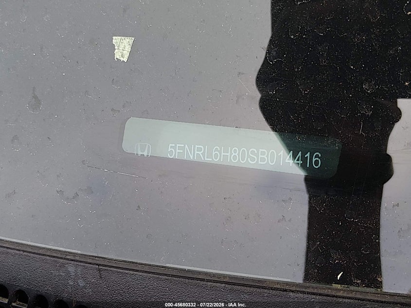 HONDA ODYSSEY 2025 VIN 5FNRL6H80SB014416
