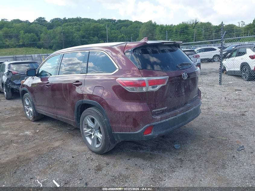 Vin: 5tddkrfhxfs168599, lot: 46179306, toyota highlander limited v6 20153