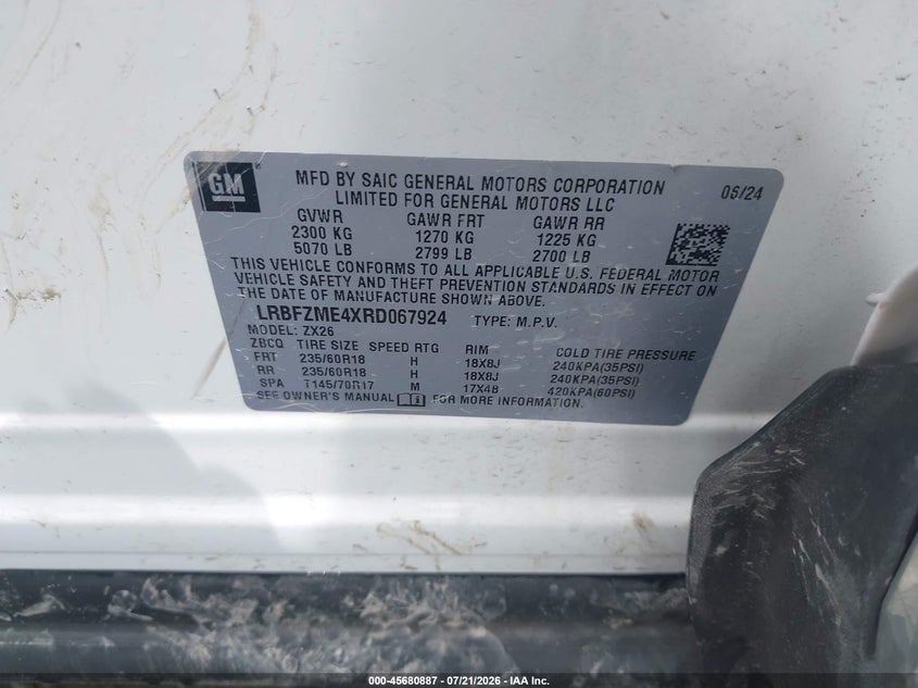 2024 Buick Envision Preferred Awd VIN: LRBFZME4XRD067924 Lot: 45680887