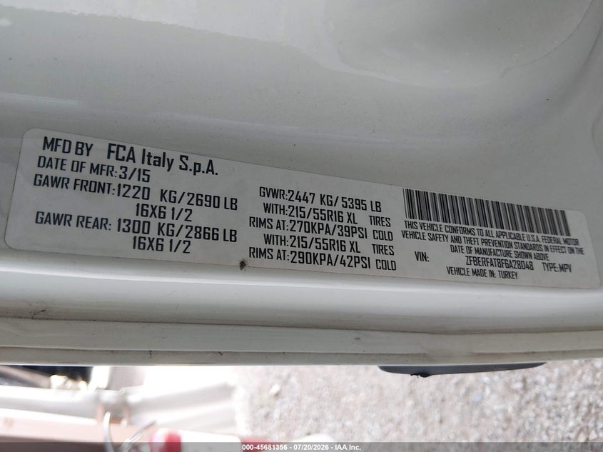 2015 RAM PROMASTER CITY VAN 2.4L I-4 DOHC, VVT, 178HP