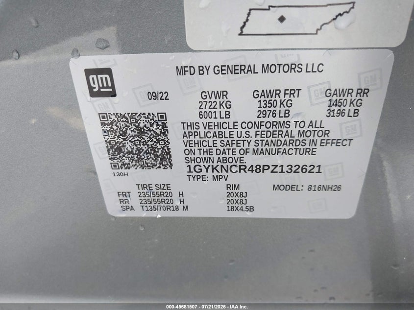 2023 Cadillac Xt5 Fwd Premium Luxury VIN: 1GYKNCR48PZ132621 Lot: 45681507