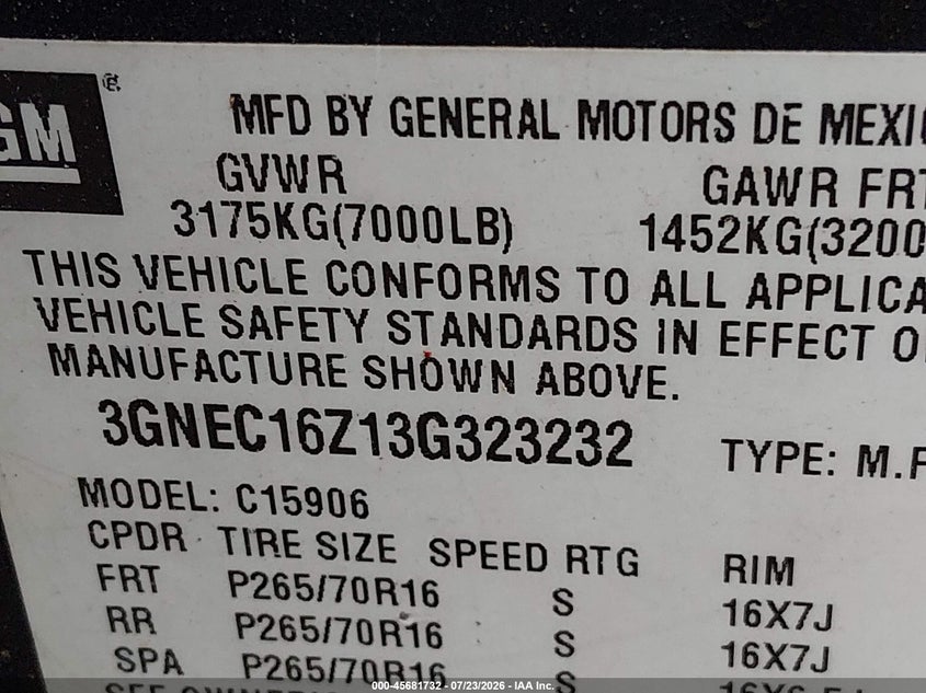 2003 CHEVROLET EXPRESS SPORT UTILITY VEHICLE 5.3L V-8 285HP