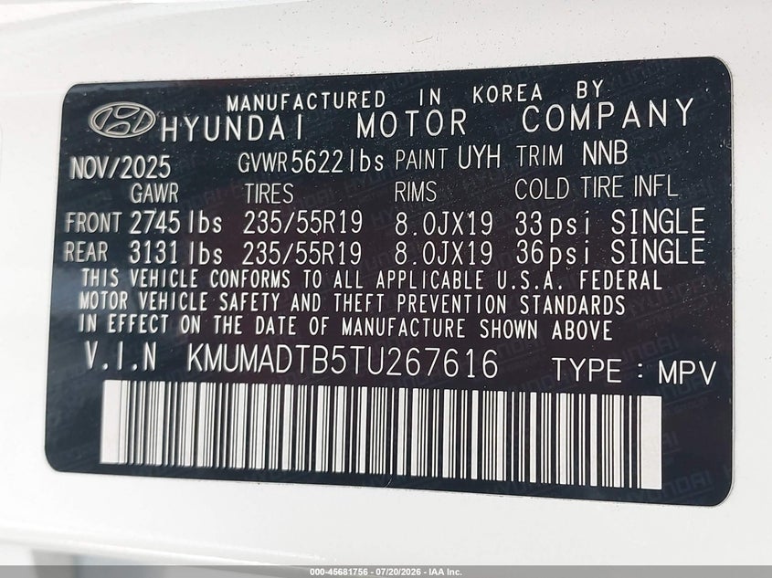 2026 Genesis Gv70 2.5T VIN: KMUMADTB5TU267616 Lot: 45681756