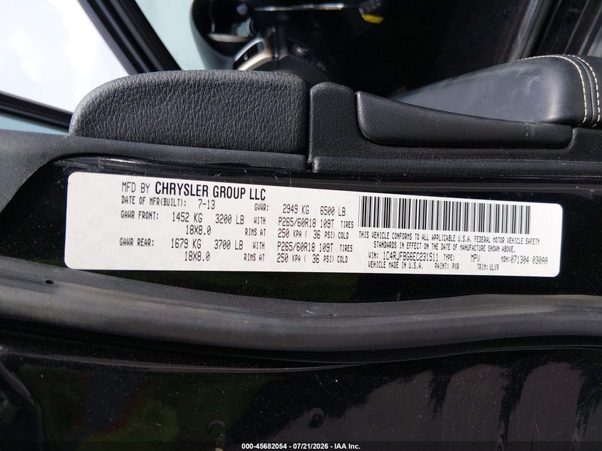 2014 Jeep Grand Cherokee Limited VIN: 1C4RJFBG6EC231511 Lot: 45682054
