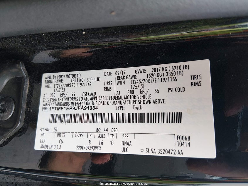 2018 Ford F-150 Xl VIN: 1FTMF1EP9JFA91084 Lot: 45682441
