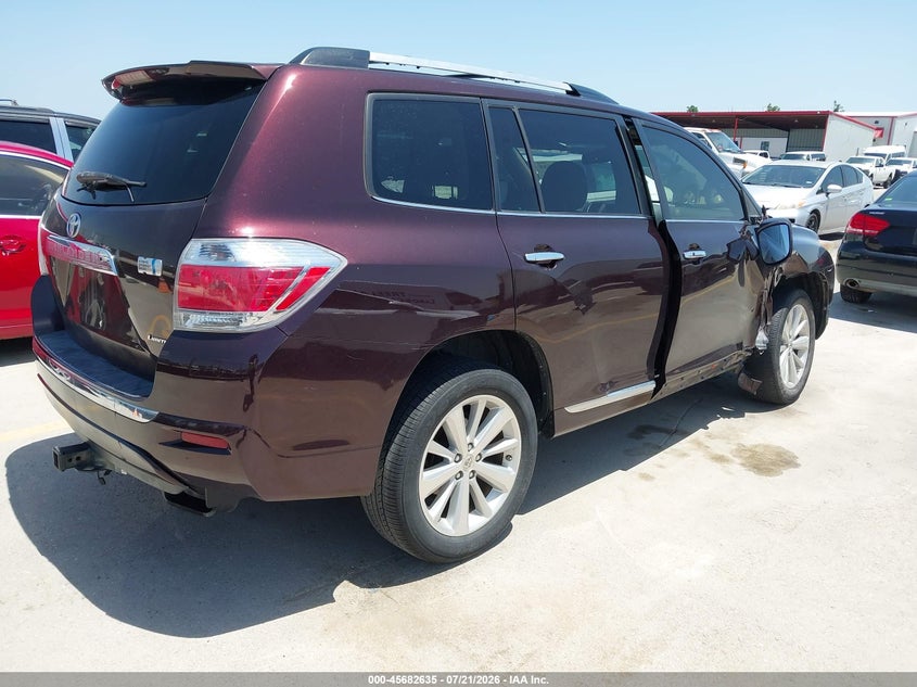 Vin: jtedc3eh8c2009154, lot: 46181244, toyota highlander hybrid limited v6 20124