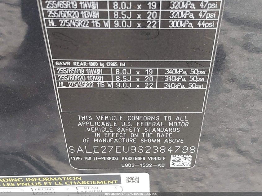 2025 Land Rover Defender 110 P400 X-Dynamic Se VIN: SALE27EU9S2384798 Lot: 45682957