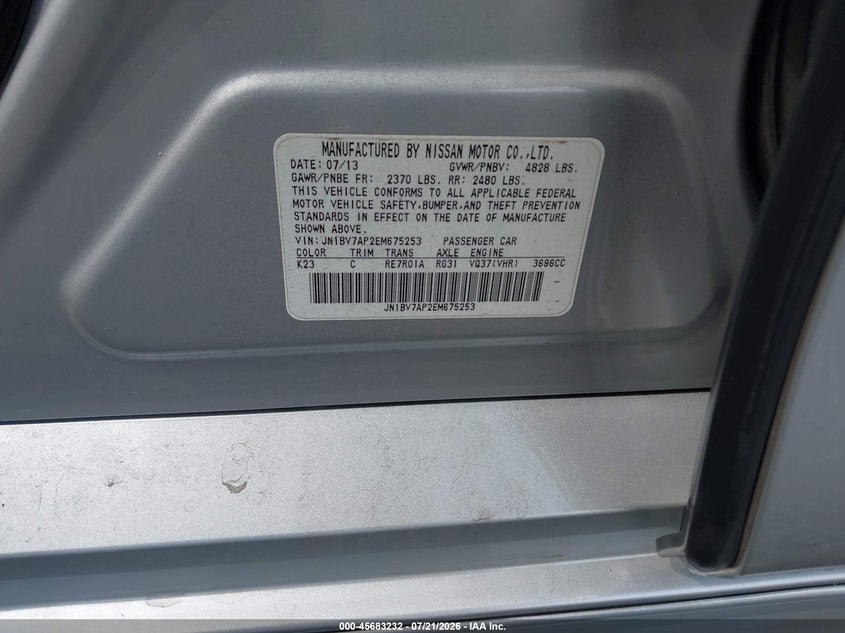 2014 Infiniti Q50 Premium VIN: JN1BV7AP2EM675253 Lot: 45683232