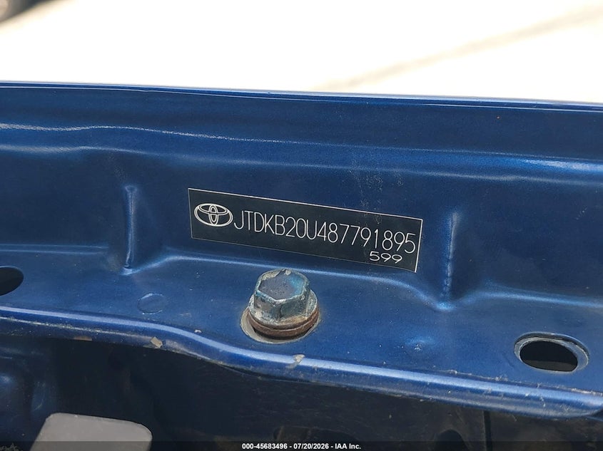 2008 Toyota Prius VIN: JTDKB20U687747462 Lot: 45683496