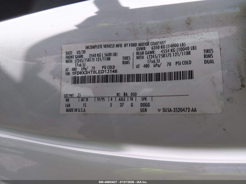 2020 FORD F-350 CHASSIS auction photo 8
