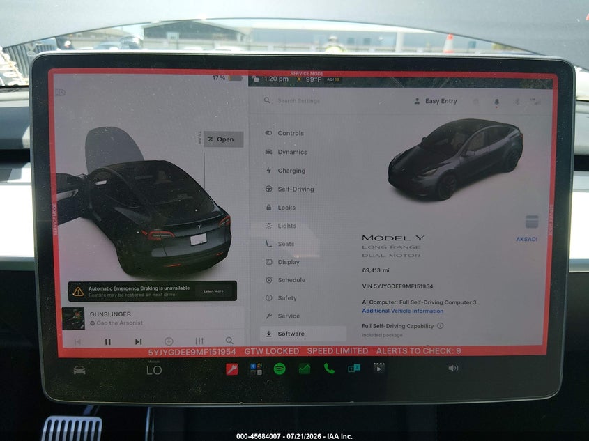 2021 Tesla Model Y Long Range Dual Motor All-Wheel Drive VIN: 5YJYGDEE9MF151954 Lot: 45684007