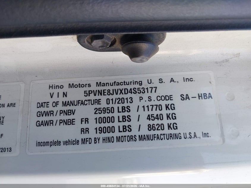 2013 HINO 258/268 auction photo 8