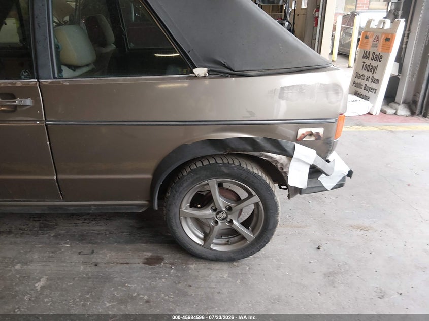 VOLKSWAGEN CABRIOLET 1987 VIN WVWCA0150HK016994