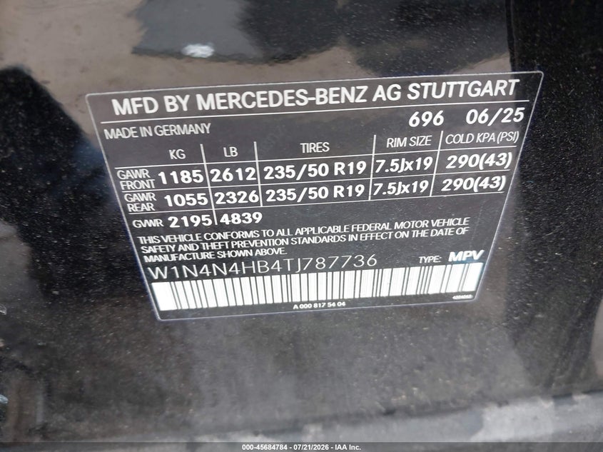 2026 Mercedes-Benz Gla 250 4Matic VIN: W1N4N4HB4TJ787736 Lot: 45684784