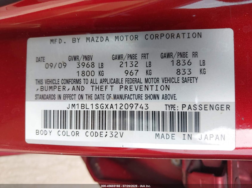 2010 Mazda Mazda3 I Touring VIN: JM1BL1SGXA1209743 Lot: 45685166