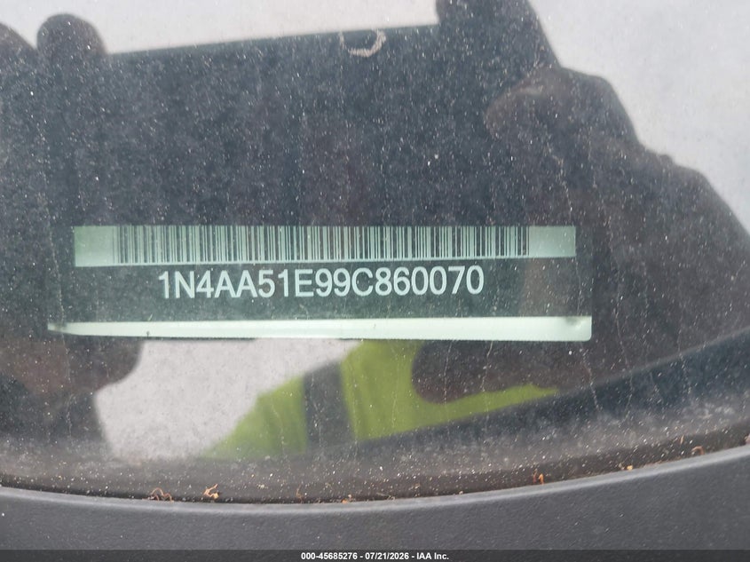2009 Nissan Maxima 3.5 Sv VIN: 1N4AA51E99C860070 Lot: 45685276
