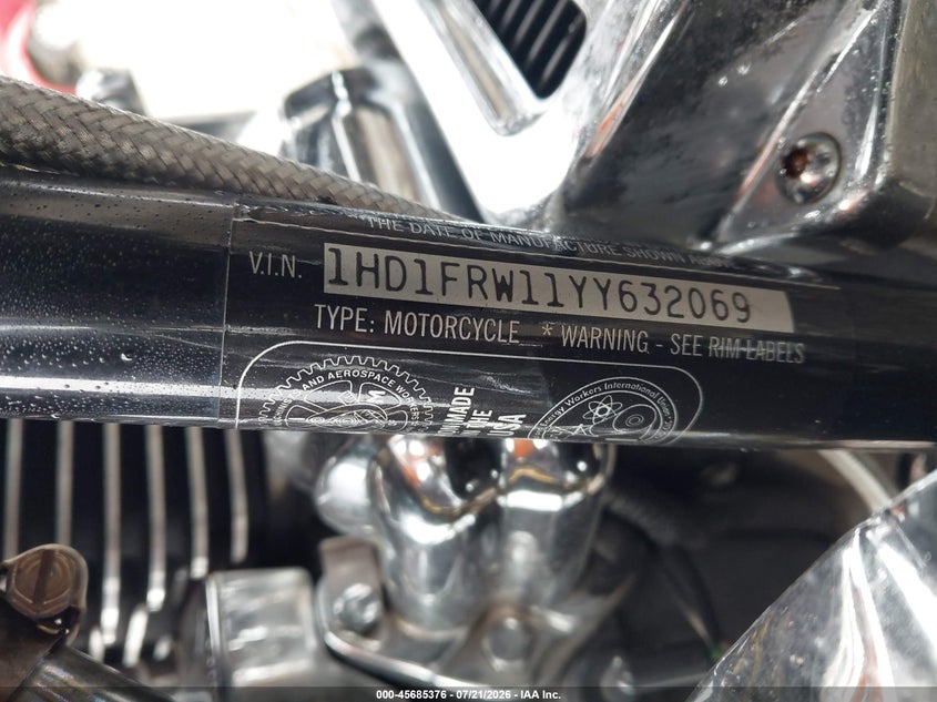 2000 Harley-Davidson Flhrci VIN: 1HD1FRW11YY632069 Lot: 45685376