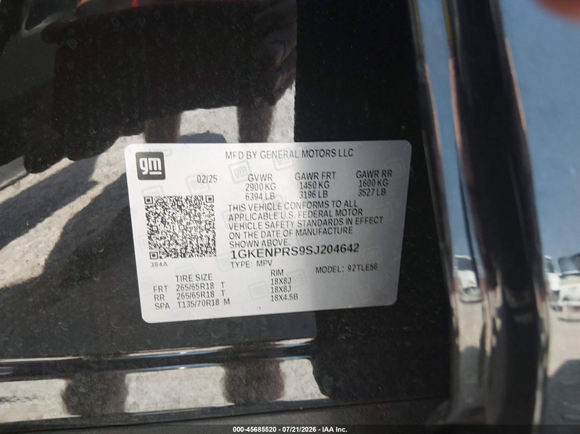 2025 GMC Acadia Awd At4 VIN: 1GKENPRS9SJ204642 Lot: 45685520