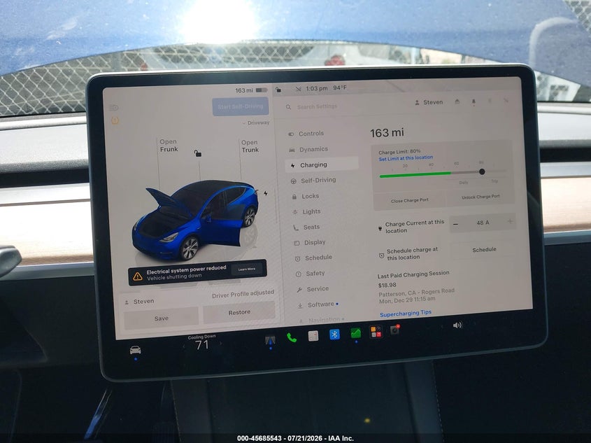 2023 Tesla Model Y Awd/Long Range Dual Motor All-Wheel Drive VIN: 7SAYGDEE3PF854344 Lot: 45685543