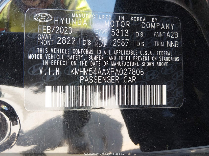 2023 Hyundai Ioniq 6 Limited VIN: KMHM54AAXPA027806 Lot: 45685832