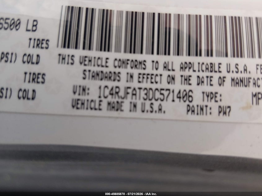 2013 Jeep Grand Cherokee Laredo VIN: 1C4RJFAT3DC571406 Lot: 45685878