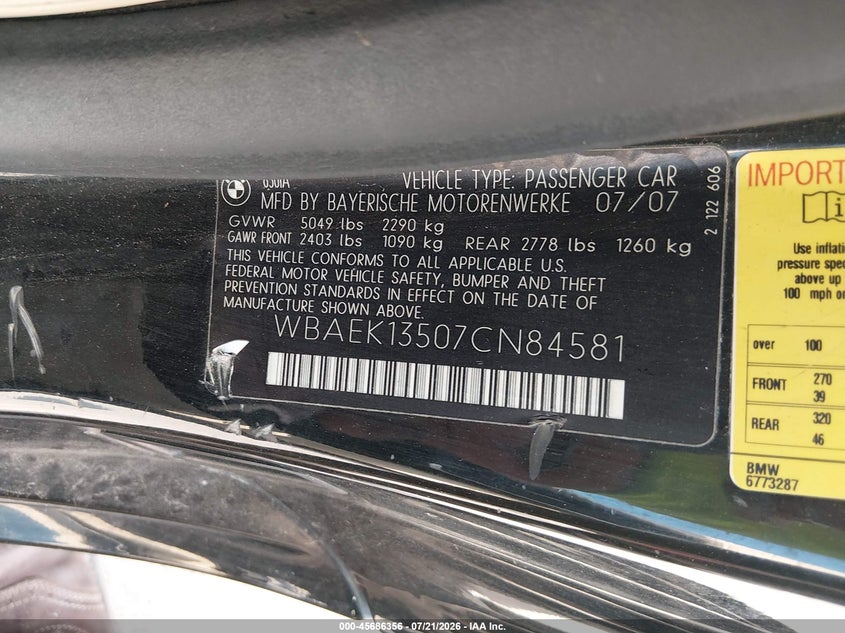 2007 BMW 6ER CABRIO 4.8L V-8 DOHC, VVT, 360HP
