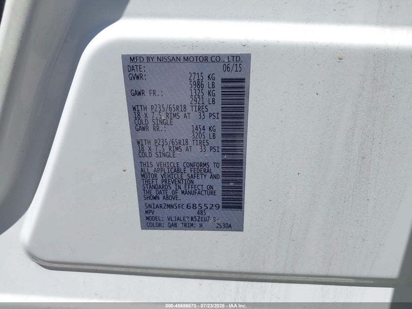 2015 NISSAN PATHFINDER SV · Фото 9