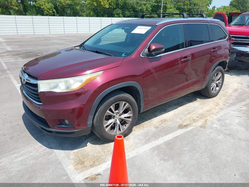 Vin: 5tdkkrfh3es016461, lot: 46185737, toyota highlander xle v6 20142
