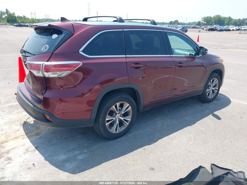 Vin: 5tdkkrfh3es016461, lot: 46185737, toyota highlander xle v6 20144