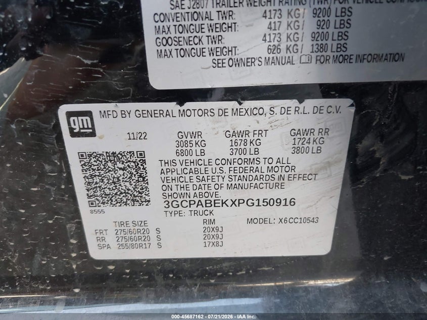 2023 Chevrolet Silverado 1500 2Wd Short Bed Custom VIN: 3GCPABEKXPG150916 Lot: 45687162