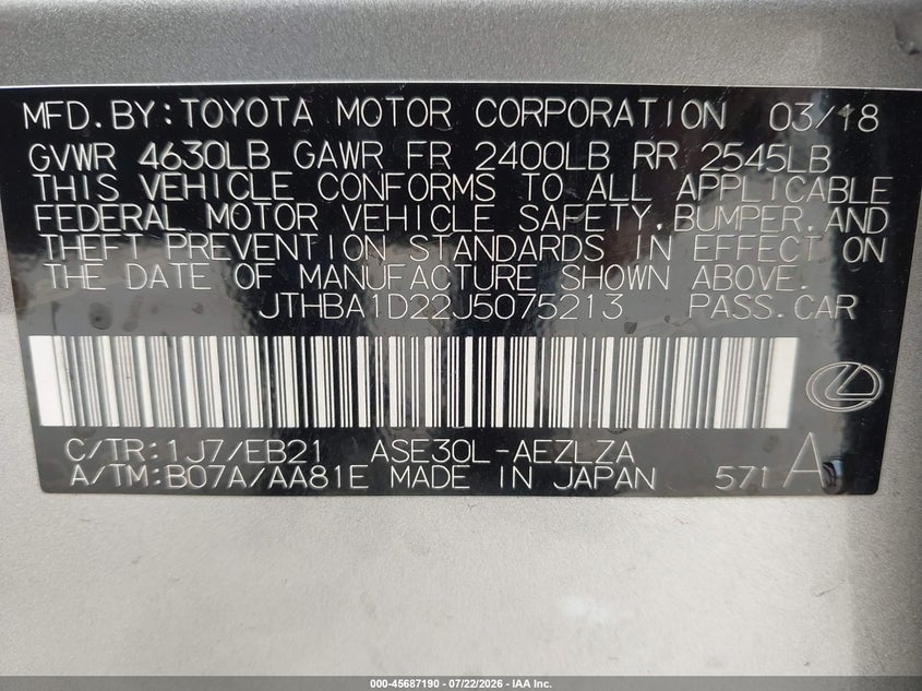 2018 LEXUS IS 300 · Фото 9