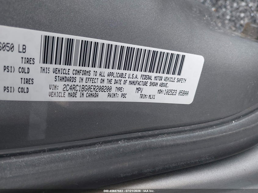 2014 Chrysler Town & Country Touring VIN: 2C4RC1BG0ER208200 Lot: 45687583