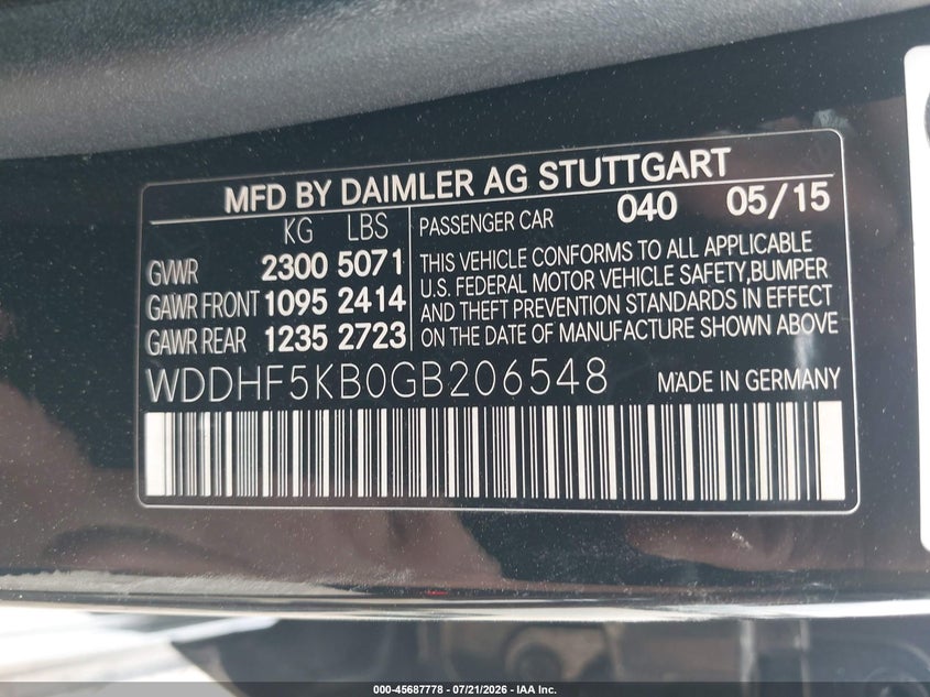2016 Mercedes-Benz E 350 VIN: WDDHF5KB0GB206548 Lot: 45687778