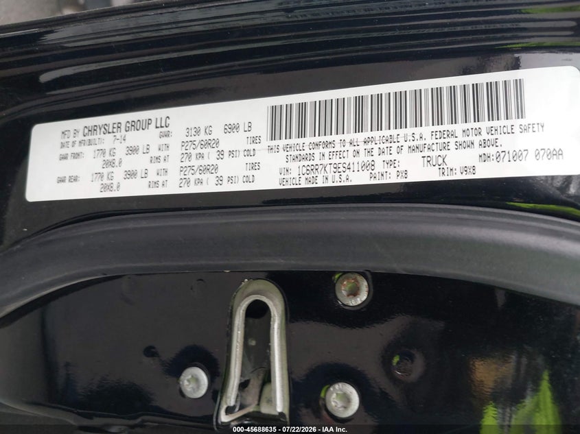2014 Ram 1500 Express VIN: 1C6RR7KT9ES411008 Lot: 45688635