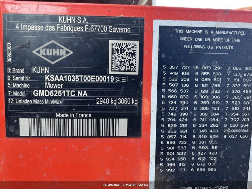 2022 KUHN GMD 5251 TC auction photo 5