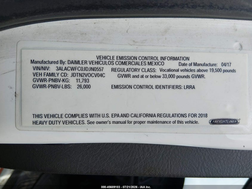 2018 FREIGHTLINER M2 106 auction photo 8