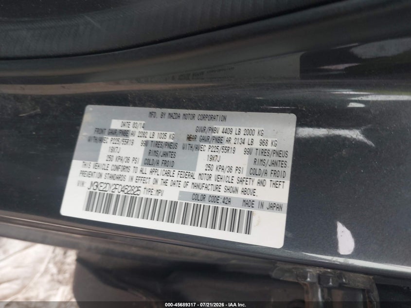 2015 Mazda Cx-5 Grand Touring VIN: JM3KE2DY2F0462825 Lot: 45689317