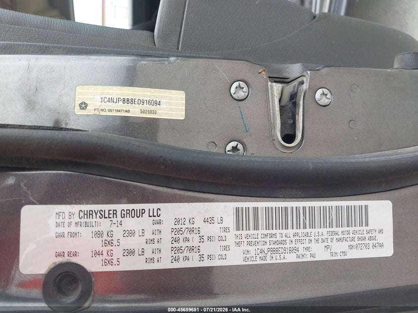 2014 JEEP PATRIOT auction photo 8