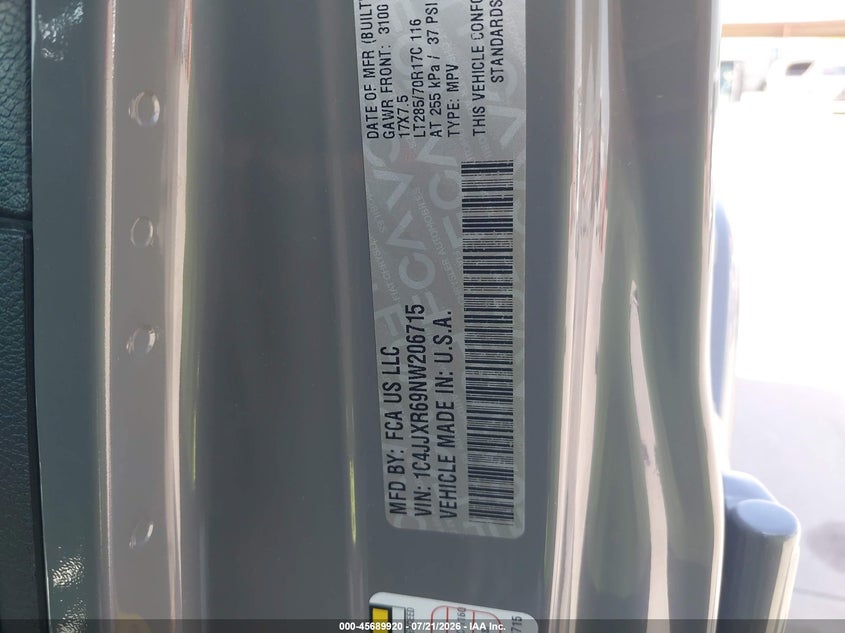 2022 Jeep Wrangler 4Xe Unlimited Rubicon 4X4 VIN: 1C4JJXR69NW206715 Lot: 45689920