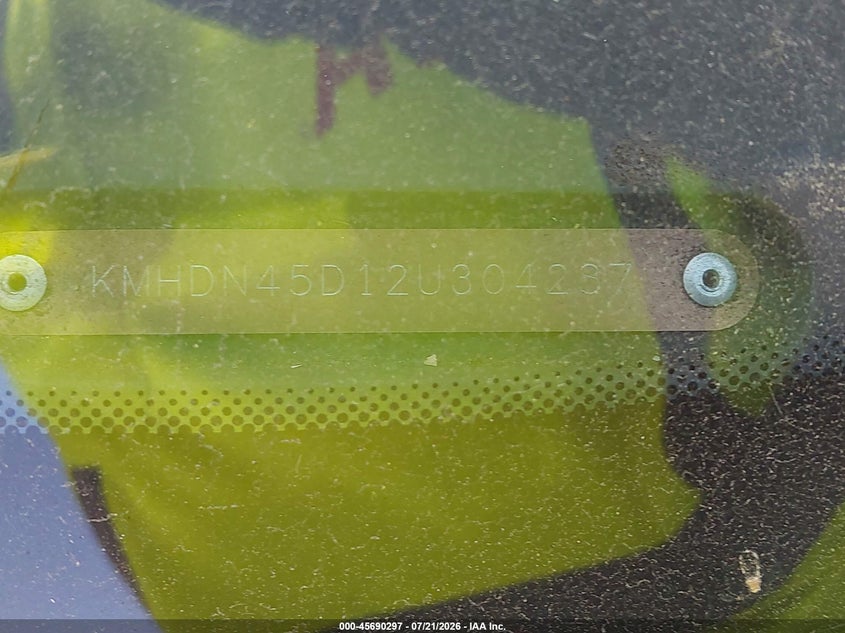 2002 Hyundai Elantra Gls VIN: KMHDN45D12U304287 Lot: 45690297