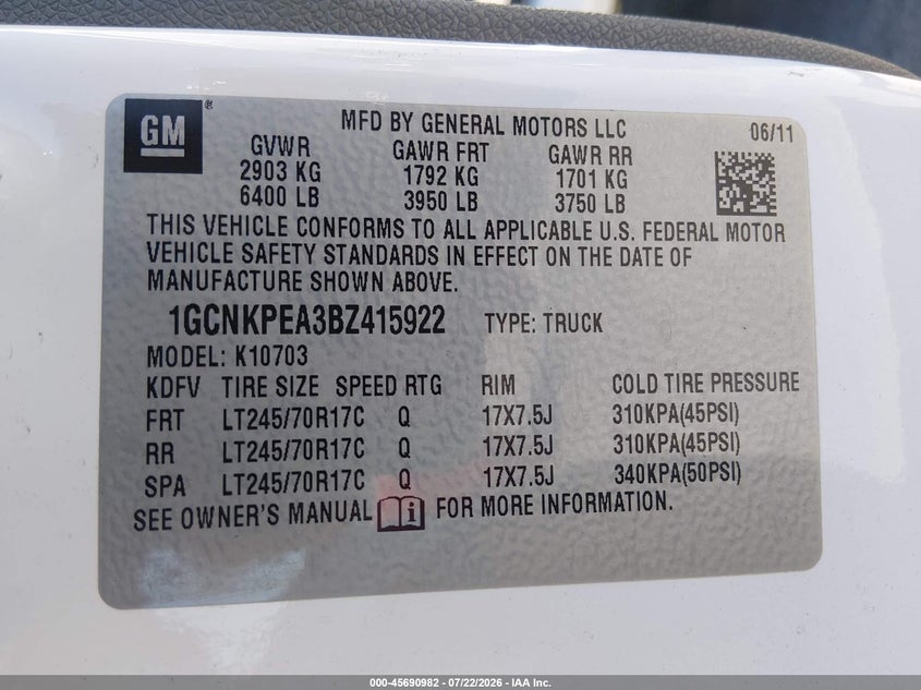 2011 CHEVROLET SILVERADO TRUCK 4.8L V-8 VVT, 302HP