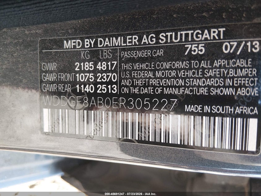 MERCEDES-BENZ C 300 2014 VIN WDDGF8AB0ER305227