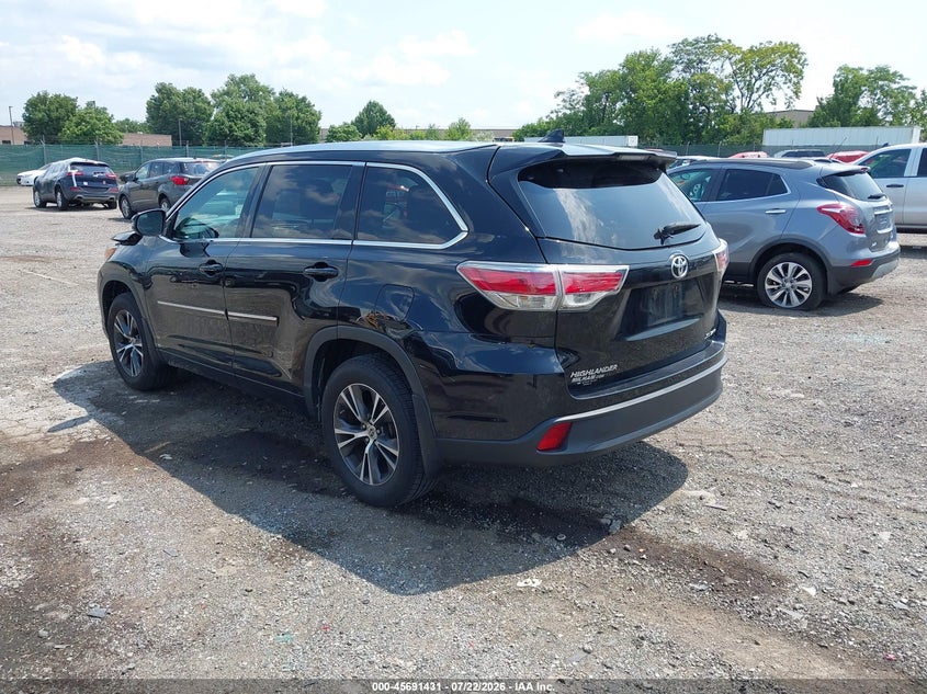 Vin: 5tdjkrfh1gs271169, lot: 46190059, toyota highlander xle v6 20163