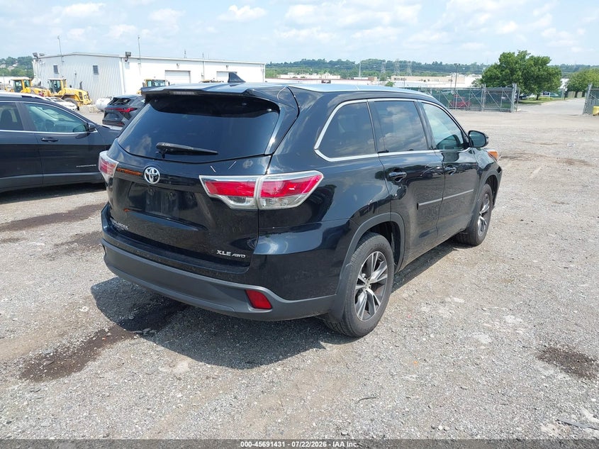 Vin: 5tdjkrfh1gs271169, lot: 46190059, toyota highlander xle v6 20164