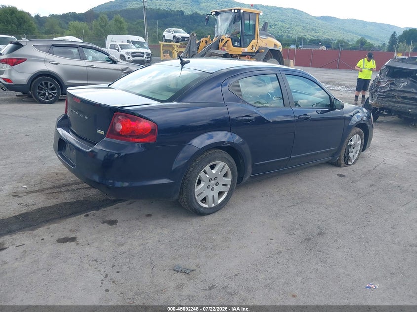 Vin: 1c3cdzag8cn309356, lot: 46190876, dodge avenger se 20124