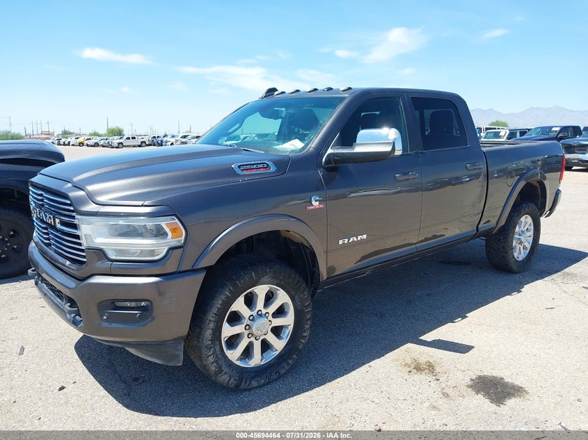 Vin: 3c6ur5fl2kg607920, lot: 46193092, ram 2500 laramie  4x4 6'4 box 20192