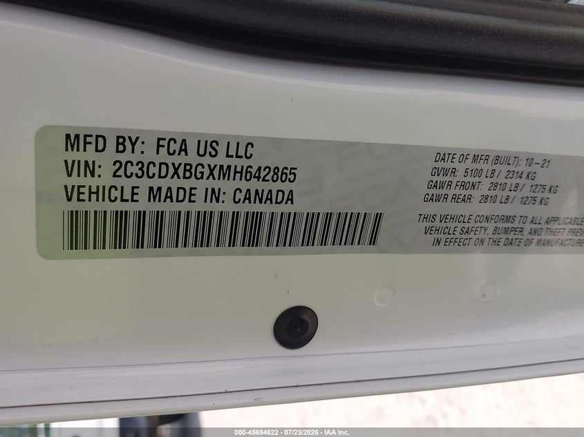 2021 Dodge Charger(VIN: 2C3CDXBGXMH642865