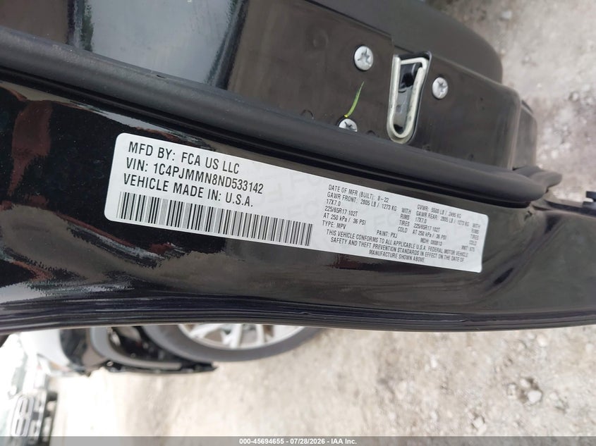 JEEP CHEROKEE 2022 VIN 1C4PJMMN8ND533142